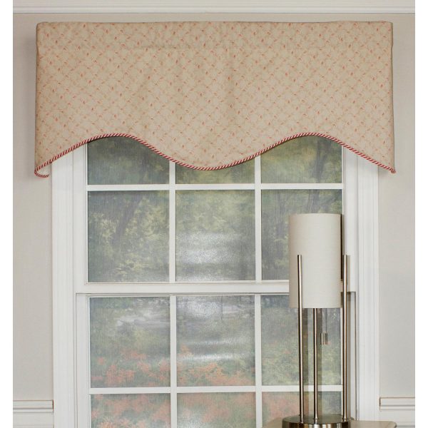 RLF Home Rosie Corded Cornice 100% Cotton with Fully Lined 3 Rod Pocket Valnance for Windows 50 x 17 Pink - 图片 2