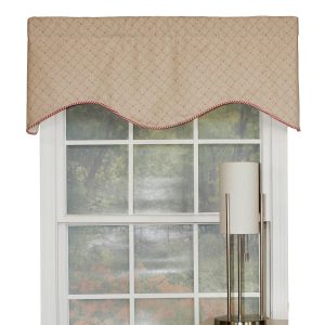 RLF Home Rosie Corded Cornice 100% Cotton with Fully Lined 3 Rod Pocket Valnance for Windows 50 x 17 Pink