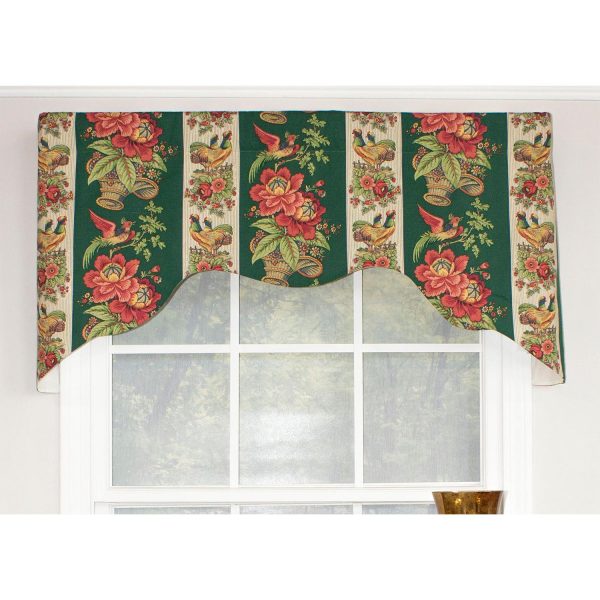 RLF Home Rochelle Dutchess 100% Cotton with Fully Lined 3 Rod Pocket Valnance for Windows 50 x 17 Green - 图片 2