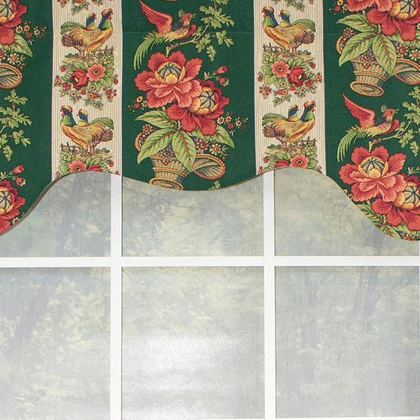 RLF Home Rochelle Dutchess 100% Cotton with Fully Lined 3 Rod Pocket Valnance for Windows 50 x 17 Green - 图片 5