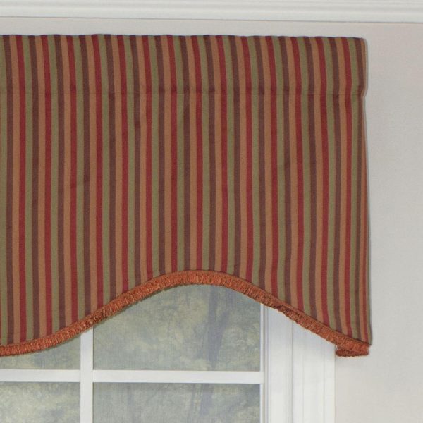 RLF Home Olivia Stripe Trimmed Cornice 100% Cotton with Fully Lined 3 Rod Pocket Valnance for Windows 50 x 17 Multi - 图片 3