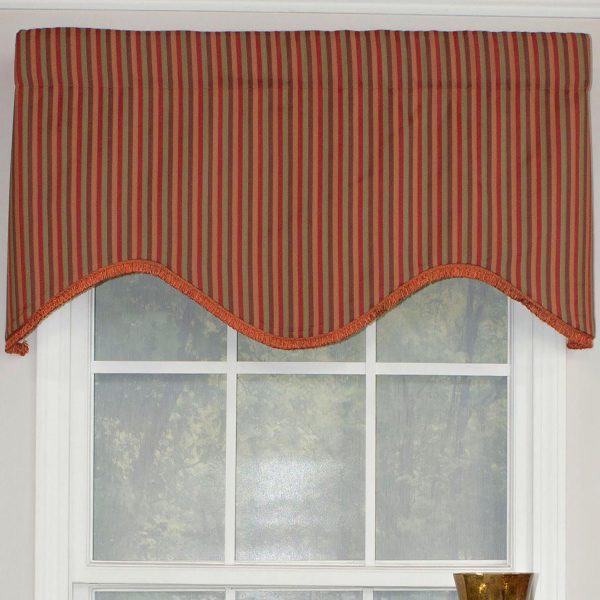 RLF Home Olivia Stripe Trimmed Cornice 100% Cotton with Fully Lined 3 Rod Pocket Valnance for Windows 50 x 17 Multi - 图片 5