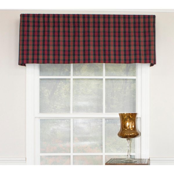 RLF Home Timeless Plaid Tailored 100% Cotton with Fully Lined 3 Rod Pocket Valnance for Windows 50 x 14 Multi - 图片 2