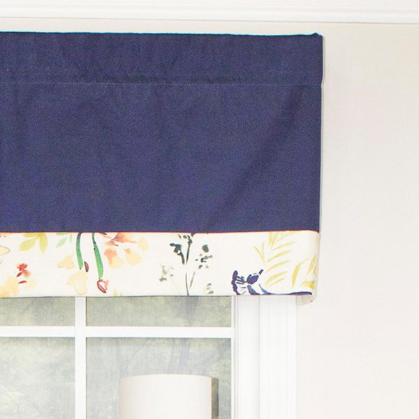 RLF Home Tail Feather Banded 100% Cotton with Fully Lined 3 Rod Pocket Valnance for Windows 50 x 15 Navy - 图片 3