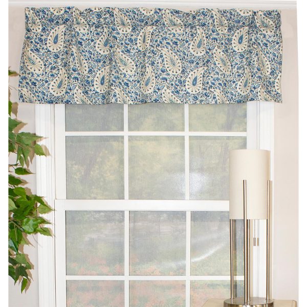 RLF Home Paisley Verveine Tailored 100% Cotton with Fully Lined 3 Rod Pocket Valnance for Windows 50 x 14 Bluejay - 图片 2