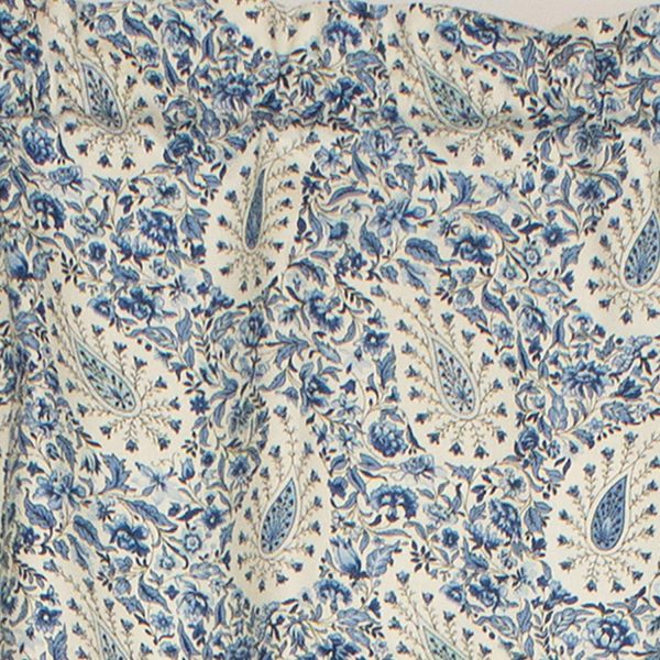RLF Home Paisley Verveine Tailored 100% Cotton with Fully Lined 3 Rod Pocket Valnance for Windows 50 x 14 Bluejay - 图片 4