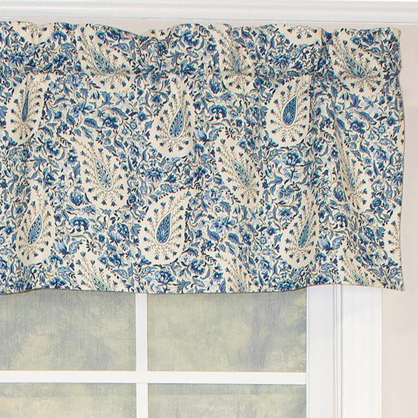 RLF Home Paisley Verveine Tailored 100% Cotton with Fully Lined 3 Rod Pocket Valnance for Windows 50 x 14 Bluejay - 图片 5