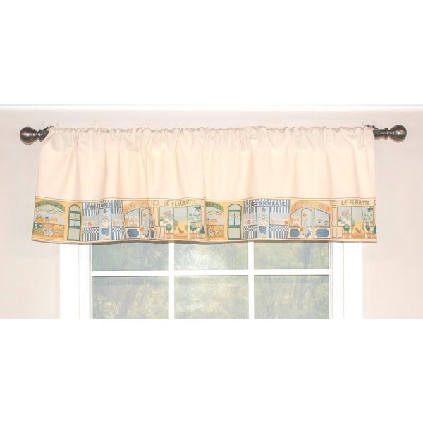 RLF Home Jour De Shopping Banded 100% Cotton with Fully Lined 3 Rod Pocket Valnance for Windows 50 x 15 Ivory - 图片 2