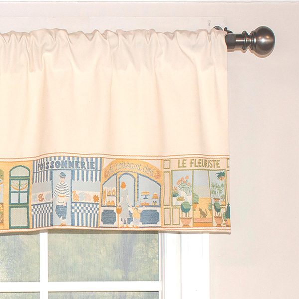 RLF Home Jour De Shopping Banded 100% Cotton with Fully Lined 3 Rod Pocket Valnance for Windows 50 x 15 Ivory - 图片 3
