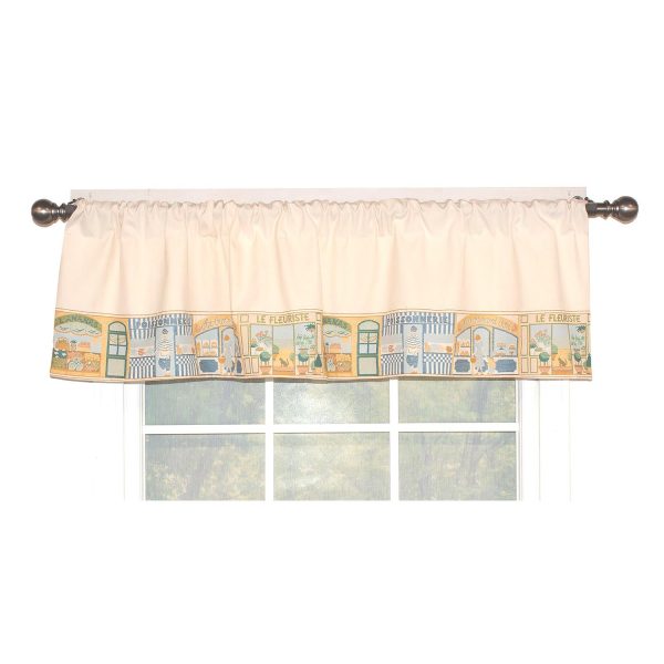 RLF Home Jour De Shopping Banded 100% Cotton with Fully Lined 3 Rod Pocket Valnance for Windows 50 x 15 Ivory