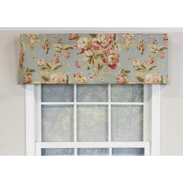 RLF Home Fleurette Tailored 100% Cotton with Fully Lined 3 Rod Pocket Valnance for Windows 50 x 14 Mist - 图片 2