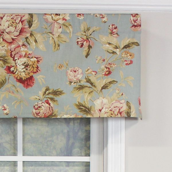RLF Home Fleurette Tailored 100% Cotton with Fully Lined 3 Rod Pocket Valnance for Windows 50 x 14 Mist - 图片 3