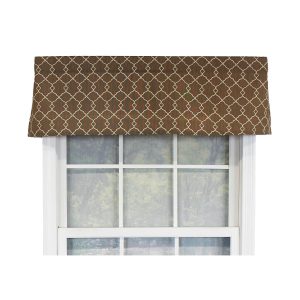 RLF Home Chippendale Tailored 100% Cotton with Fully Lined 3 Rod Pocket Valnance for Windows 50 x 14 Café