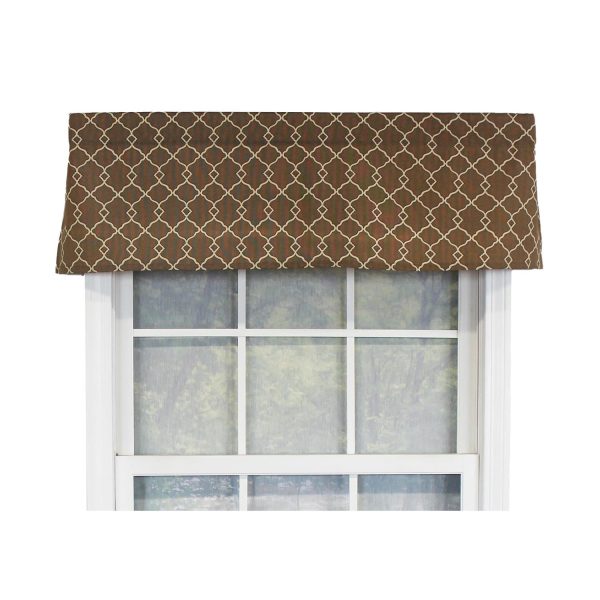 RLF Home Chippendale Tailored 100% Cotton with Fully Lined 3 Rod Pocket Valnance for Windows 50 x 14 Café