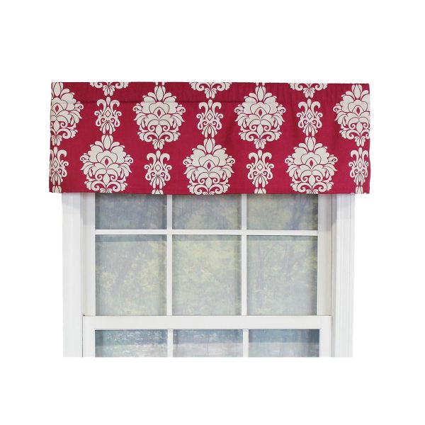 RLF Home Free Spin Tailored 100% Cotton with Fully Lined 3 Rod Pocket Valnance for Windows 50 x 14 Red