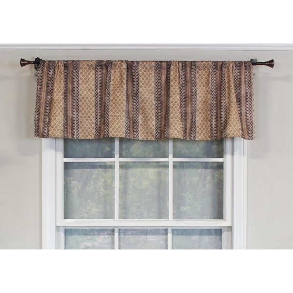 RLF Home Spice Stripe Tailored 100% Cotton with Fully Lined 3 Rod Pocket Valnance for Windows 50 x 14 Mulberry - 图片 2