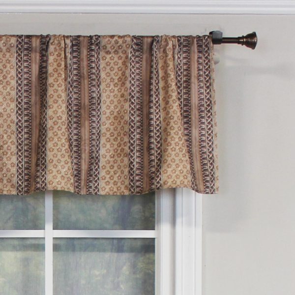RLF Home Spice Stripe Tailored 100% Cotton with Fully Lined 3 Rod Pocket Valnance for Windows 50 x 14 Mulberry - 图片 3