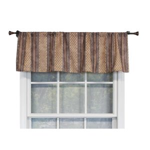 RLF Home Spice Stripe Tailored 100% Cotton with Fully Lined 3 Rod Pocket Valnance for Windows 50 x 14 Mulberry