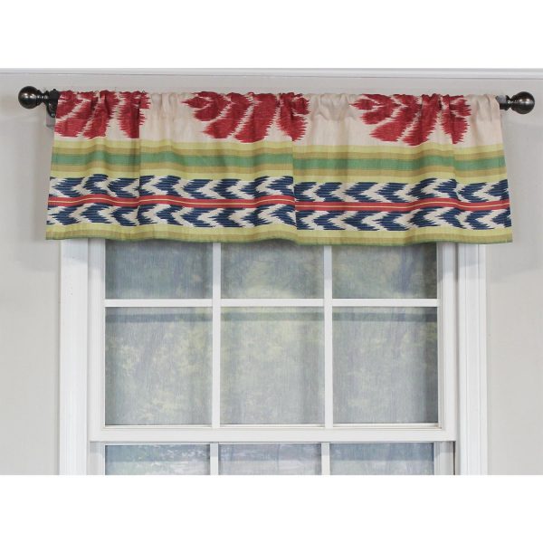 RLF Home Aztec Tailored 100% Cotton with Fully Lined 3 Rod Pocket Valnance for Windows 50 x 14 Multi - 图片 2
