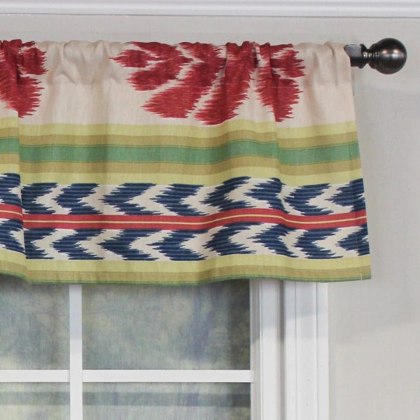 RLF Home Aztec Tailored 100% Cotton with Fully Lined 3 Rod Pocket Valnance for Windows 50 x 14 Multi - 图片 3