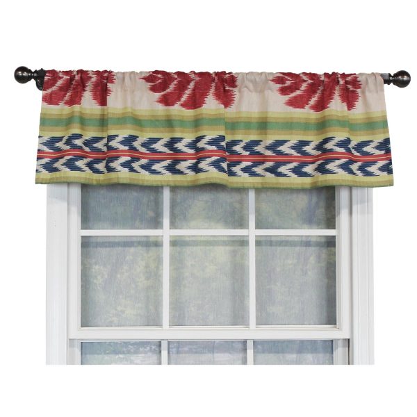 RLF Home Aztec Tailored 100% Cotton with Fully Lined 3 Rod Pocket Valnance for Windows 50 x 14 Multi