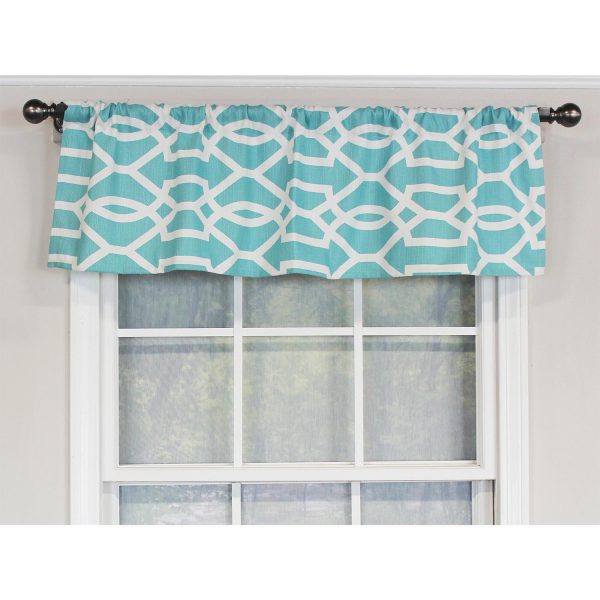 RLF Home Moroccan Tailored 100% Cotton with Fully Lined 3 Rod Pocket Valnance for Windows 50 x 14 Turquoise - 图片 2