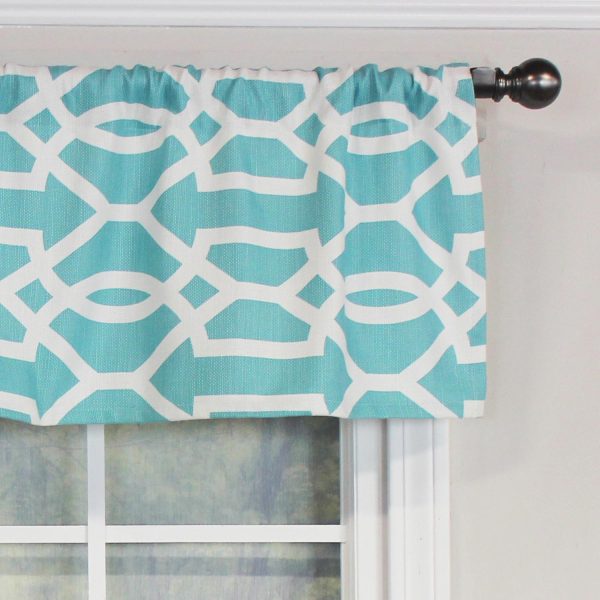 RLF Home Moroccan Tailored 100% Cotton with Fully Lined 3 Rod Pocket Valnance for Windows 50 x 14 Turquoise - 图片 3