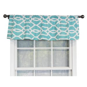RLF Home Moroccan Tailored 100% Cotton with Fully Lined 3 Rod Pocket Valnance for Windows 50 x 14 Turquoise