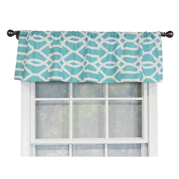 RLF Home Moroccan Tailored 100% Cotton with Fully Lined 3 Rod Pocket Valnance for Windows 50 x 14 Turquoise