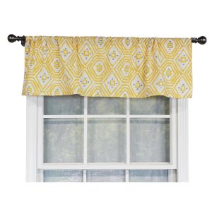 RLF Home Geo Tailored 100% Cotton with Fully Lined 3 Rod Pocket Valnance for Windows 50 x 14 Yellow