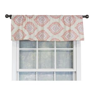 RLF Home Exquisite Tailored 100% Cotton with Fully Lined 3 Rod Pocket Valnance for Windows 50 x 14 Scarlet