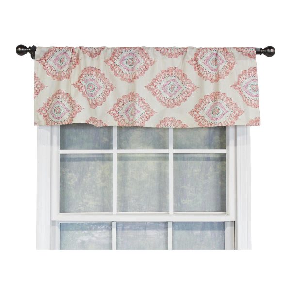RLF Home Exquisite Tailored 100% Cotton with Fully Lined 3 Rod Pocket Valnance for Windows 50 x 14 Scarlet