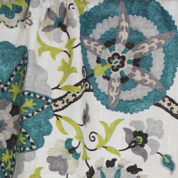 RLF Home Floribunda Tailored 100% Cotton with Fully Lined 3 Rod Pocket Valnance for Windows 50 x 14 Turquoise - 图片 4