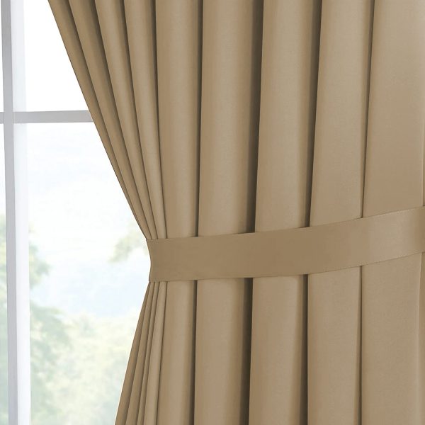 Blackout Ready Made Eyelet Curtains Beige - 图片 2