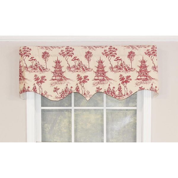 RLF Home Naomi Regal 100% Cotton with Fully Lined 3 Rod Pocket Valnance for Windows 50 x 17 Red - 图片 2