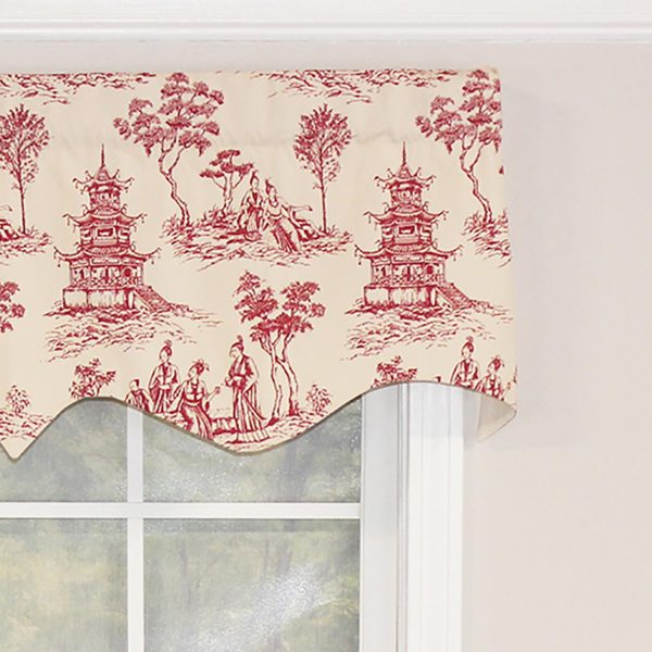 RLF Home Naomi Regal 100% Cotton with Fully Lined 3 Rod Pocket Valnance for Windows 50 x 17 Red - 图片 3