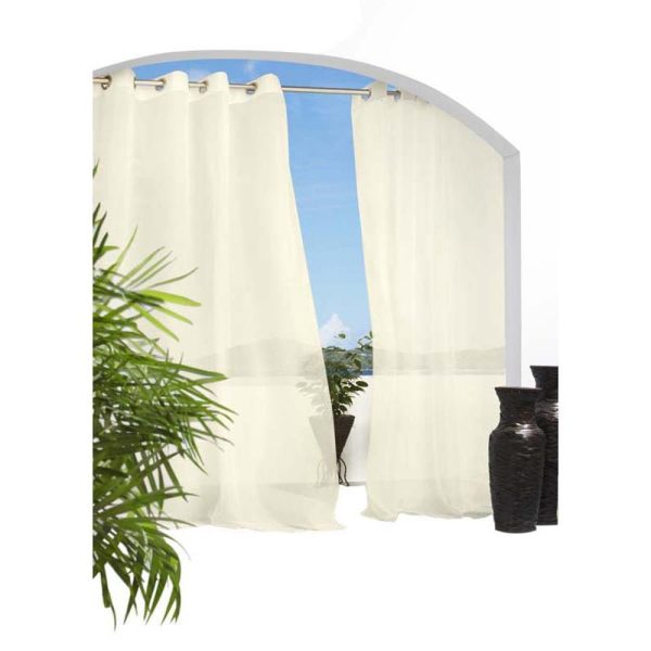 Commonwealth Outdoor Decor Escape Indoor/Outdoor Voile Grommet Panel - Ivory - 图片 2