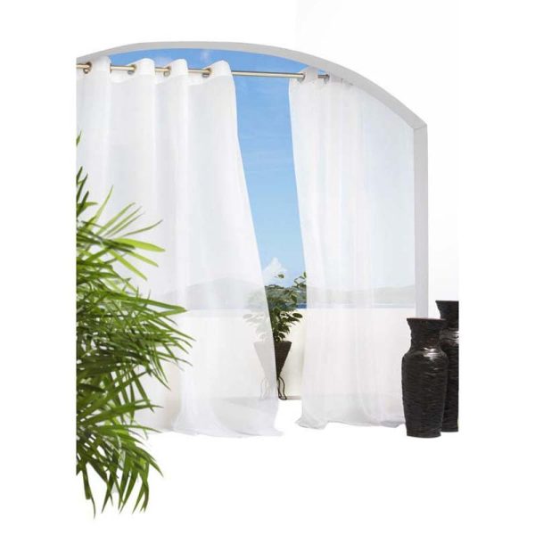 Commonwealth Outdoor Decor Escape Voile Hook and Loop Tab Curtain Panel - White - 图片 3