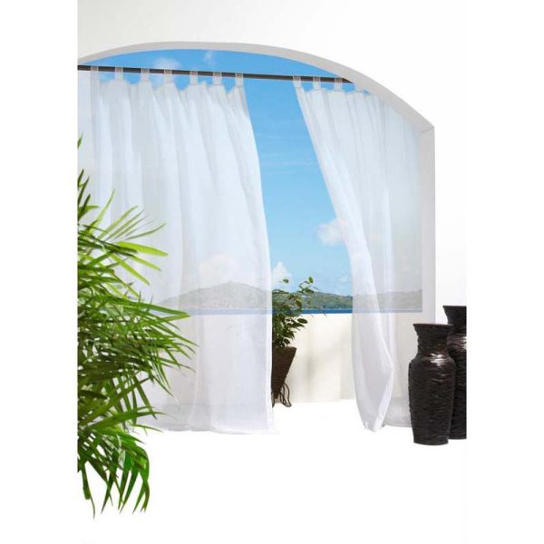 Commonwealth Outdoor Decor Escape Voile Hook and Loop Tab Curtain Panel - White - 图片 5
