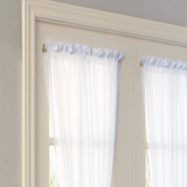 Thermavoile Rhapsody Lined Light Filtering Window Treatment for Doors Rod Pocket Curtain Door Panel 54 x 72 White - 图片 2