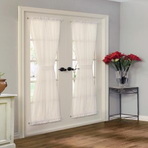 Thermavoile Rhapsody Lined Light Filtering Window Treatment for Doors Rod Pocket Curtain Door Panel 54 x 72 Ivory