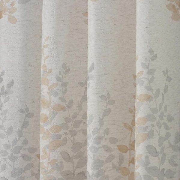 Habitat Lana Light Filtering Grommet Curtain Panel Two Tone Leaf Branches Bouquet Faux Linen Fabric Designed Ivory - 图片 18