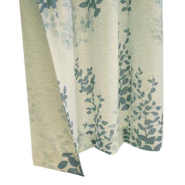 Habitat Lana Light Filtering Grommet Curtain Panel Two Tone Leaf Branches Bouquet Faux Linen Fabric Designed Blue - 图片 4