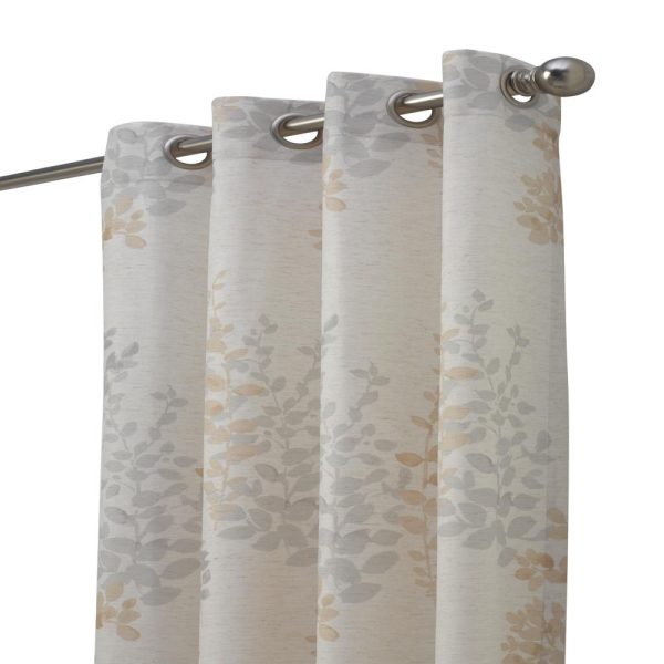 Habitat Lana Light Filtering Grommet Curtain Panel Two Tone Leaf Branches Bouquet Faux Linen Fabric Designed Ivory - 图片 3