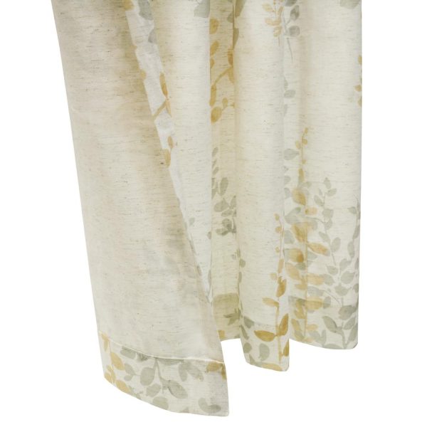 Habitat Lana Light Filtering Grommet Curtain Panel Two Tone Leaf Branches Bouquet Faux Linen Fabric Designed Ivory - 图片 4