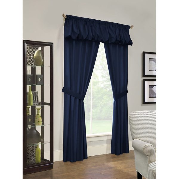 Commonwealth Thermalogic Prescott 5-Piece Window Covering Set With 3 Rod Pocket - Navy - 图片 5
