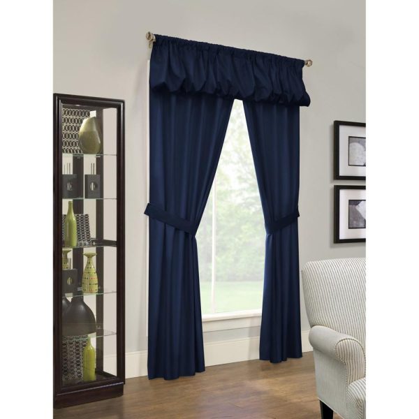 Commonwealth Thermalogic Prescott 5-Piece Window Covering Set With 3 Rod Pocket - Navy - 图片 4