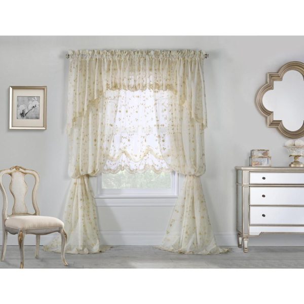 Commonwealth Habitat Grandeur Deep Scalloped Embroidery Pole Top Swag - 80x36 - 图片 4