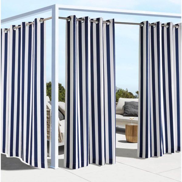 Commonwealth Outdoor Decor Coastal Stripe Grommet Top Curtain Panel - 50x108''