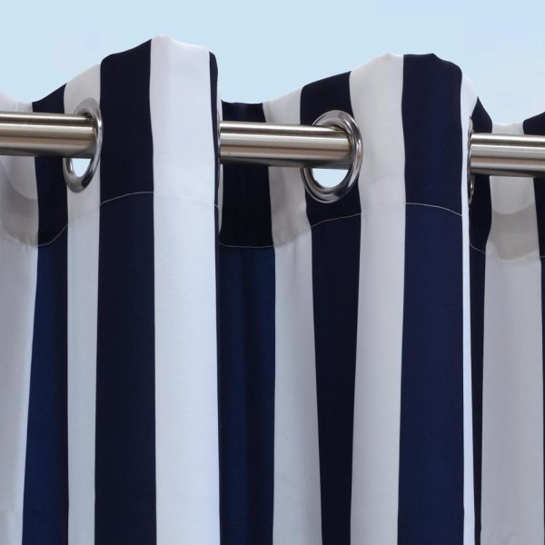 Commonwealth Outdoor Decor Coastal Stripe Grommet Top Curtain Panel - 50x108'' - 图片 2